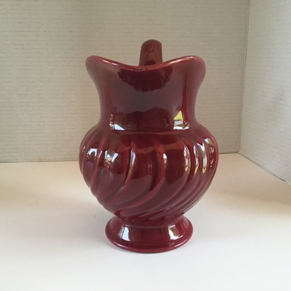 VTG 50s FRANCISCAN WARE Pitcher Jug Swirled Burgundy/Maroon Ceramic Mid Cent - Picture 3 of 10